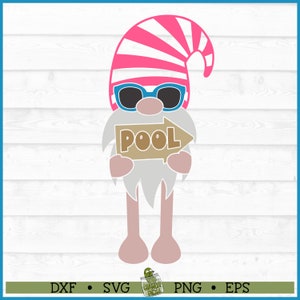 Poolkabouter met poolbord SVG, dxf, eps, png, poolkabouter svg, zomerkabouter svg, kabouter svg, silhouet svg, Cricut svg, bestand knippen, digitaal