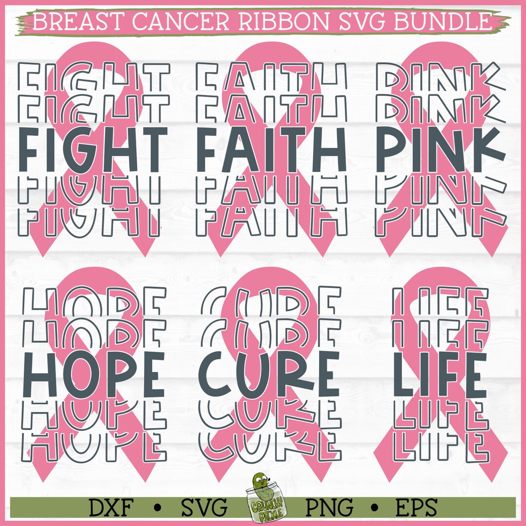 Breast Cancer Ribbon SVG File Bundle, Dxf, Eps, Png, Survivor Svg ...