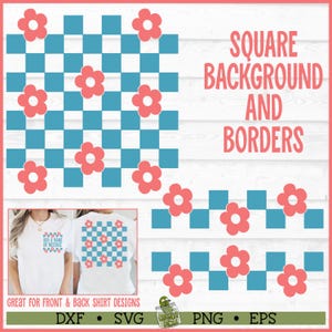 Big Flower Dambord 1 SVG-bestanden, eps, png, retro svg, hippie svg, boho svg, Groovy svg, voor- en achterkant svg, Cricut svg, gesneden bestand, download