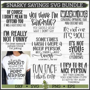 Paroles sarcastiques SVG Bundle Vol 1, dxf, eps, png, lot svg drôle, lot svg sarcastique, lot sarcastique sublimation, fichiers de coupe, téléchargement