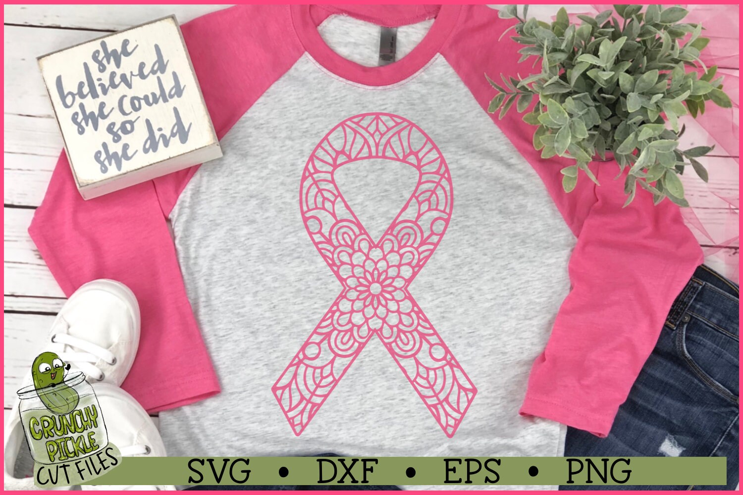 Mandala Breast Cancer Ribbon SVG File Dxf Eps Png Cancer - Etsy