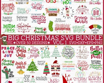 Big Christmas SVG Bundle VOL 1, dxf, eps, png, Holiday svg bundle, Silhouette svg, Cricut svg, Cut File, Digital Download