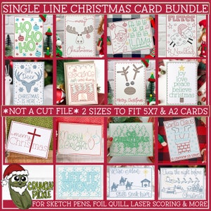 Single Line Weihnachtskarte SVG-Bundle, Foil Quill svg, Foil Quill Designs, Cricut Draw svg, Single Line svg, Laser Scoring svg, Download