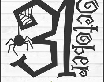 Arquivo SVG de 31 de outubro: Design de Halloween para máquinas de corte Silhouette e Cricut (Download digital)