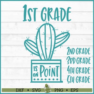 Cactus Grades On Point Elementary School SVG File, 1st grade svg, 2nd grade svg, 3rd grade svg, 4th grade svg, Teacher svg, Classroom svg