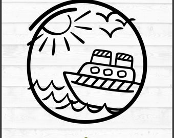 Beach Frame Circle Cruise SVG File, dxf, eps, png, Beach svg, Cruise Ship svg, Summer svg, Cruise svg, Cricut svg, Cut File, Download