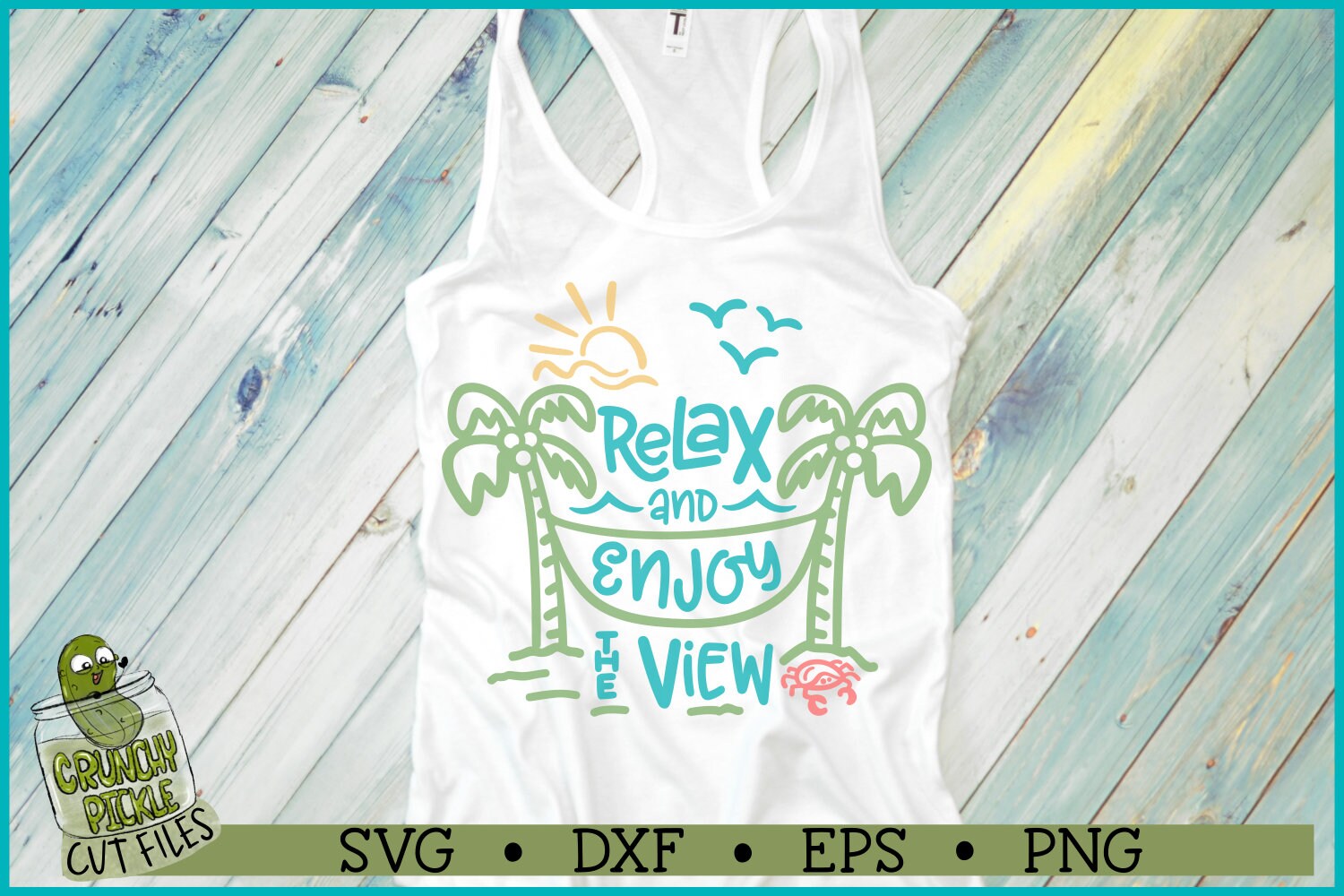 Relax and Enjoy the View Beach Hammock SVG, Palm Trees Cut File ...