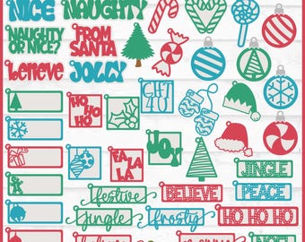 Christmas Tags SVG Bundle, dxf, eps, png, Gift Tags svg, Silhouette or Cricut Cut Files, Digital Download