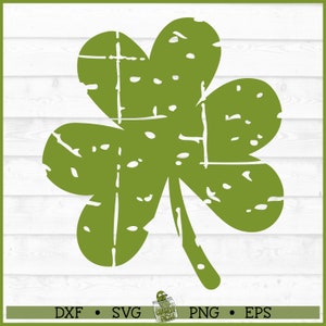 Distressed Kleeblatt SVG-Datei, Dxf, Eps, PNG, St Patrick&#39;s Day svg, Distressed Clover svg, Cricut svg, Silhouette svg, Cut File