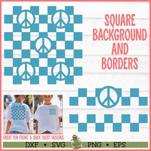 Vredesteken dambord 2 SVG-bestanden, eps, png, retro svg, hippie svg, boho svg, Groovy svg, voor- en achterkant svg, Cricut svg, bestand knippen, downloaden