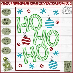Ho Ho Ho Single Line Christmas Card SVG, Single Line svg, Cricut Draw svg, Foil Quill Design, Foil Quill svg, Laser Scoring svg, Download