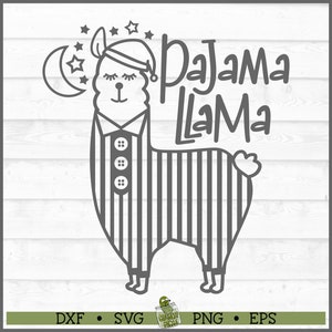 Pajama Llama V1 SVG File, dxf, eps, png, LLama svg, Kids svg, Pajamas svg, PJ&#39;s svg, Cricut svg, Silhouette svg, Cut File, Digital Download