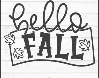 Bonjour automne fichier SVG, dxf, eps, png, svg automne, feuilles d'automne svg, svg Silhouette, svg Cricut, fichier de coupe, téléchargement numérique