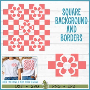 Omgekeerde bloem dambord SVG-bestanden, png, retro svg, hippie svg, boho svg, Groovy svg, voor- en achterkant svg, Cricut svg, bestand knippen, downloaden