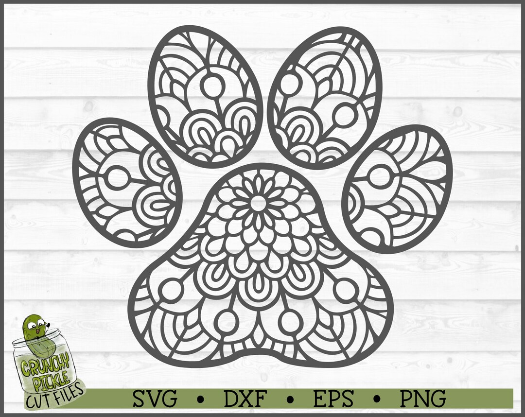 Mandala Paw Print SVG File, Dxf, Eps, Png, Dog Mom Svg, Cat Mom Svg