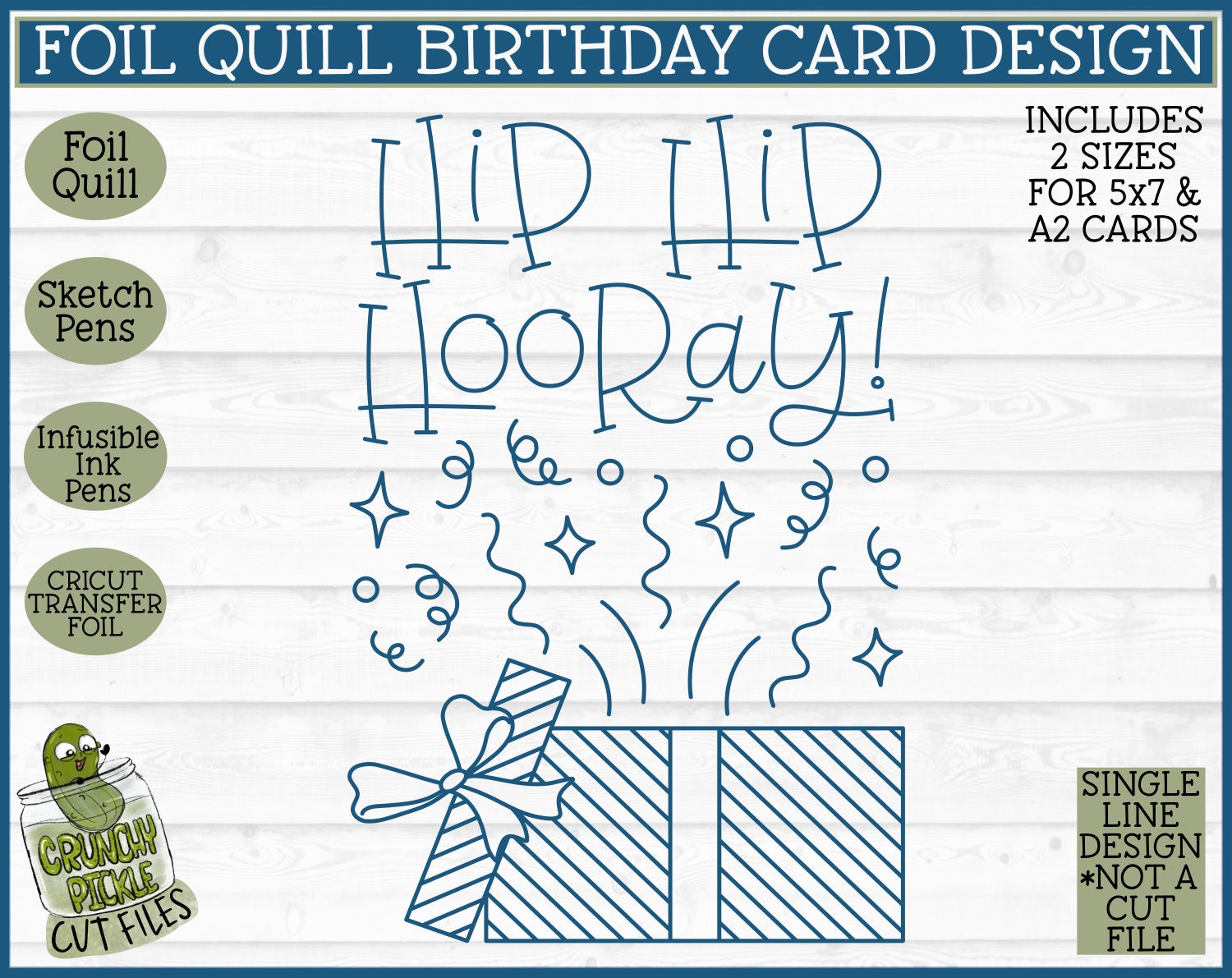 Foil Quill Birthday Card - Gifts / Single Line Sketch SVG File - Crunchy  Pickle SVG Cut Files