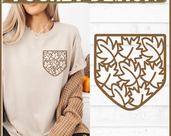Fall Leaves Pocket Design SVG, Shirt Pocket svg, T-shirt pocket svg, Faux Pocket svg, Mock Pocket svg, Cricut svg, Silhouette svg, Cut File