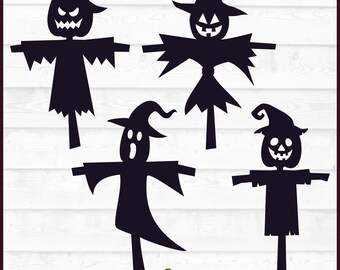 Spooky Scarecrows SVG File, dxf, eps, png, Halloween svg, Scarecrow svg, Fall svg, Silhouette svg, Cricut svg, Cut File, Download