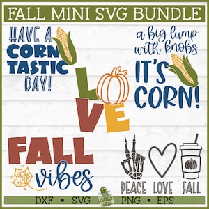 Fall Mini SVG Bundle, dxf, eps, png, Autumn svg bundle, Fall svg, Pumpkin svg, Corn svg, Silhouette svg, Cricut svg, Cut File, Digital