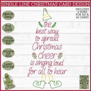 Foil Quill Elf Christmas Card SVG File, Single Line svg, Foil Quill svg, Foil Quill Design, Laser Engraving svg, Cricut Draw svg, Download