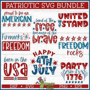 Patriotic SVG Bundle, dxf, eps, png, 4th of July svg, Freedom svg, July 4th svg, Silhouette svg, Cricut svg, Cut File, Digital Download