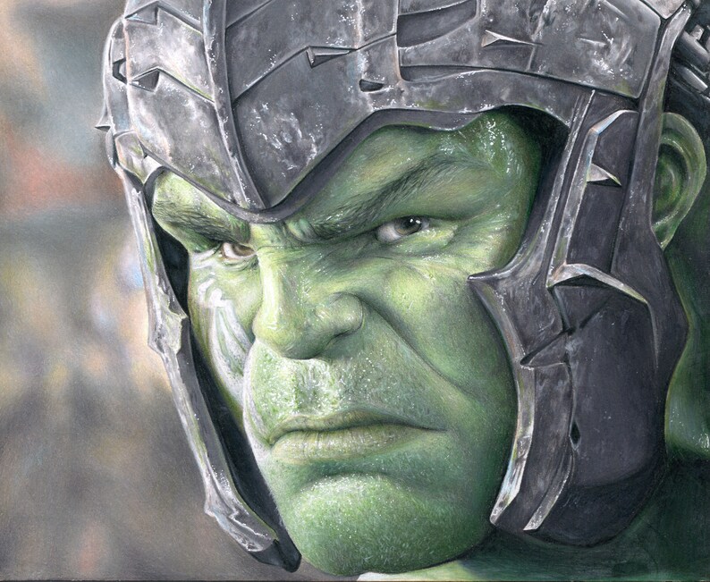 Colored Pencil Drawing of the Hulk Signed Fine Art Print
