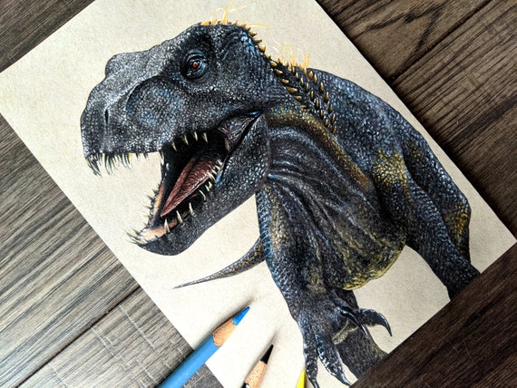 Indoraptor Drawing Fine Art Print Signed Print Art Print Etsy