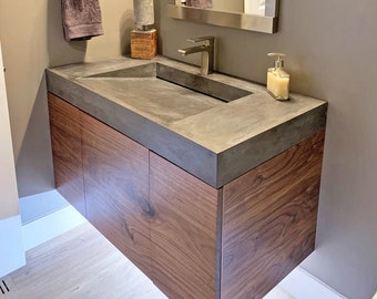 Custom Floating Walnut bathroom Vanity Cabinet Hand Made Soft Close Drawers Soft Close Doors | Do Not Buy!