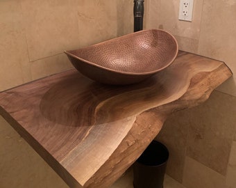Live Edge Black Walnut Vanity, Raw Edge Top, Countertop, Floating Bathroom Top, Kitchen Counter
