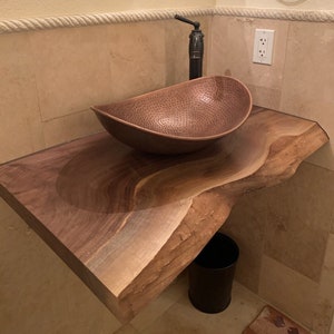 Live Edge Black Walnut Vanity, Raw Edge Top, Countertop, Floating Bathroom Top, Kitchen Counter