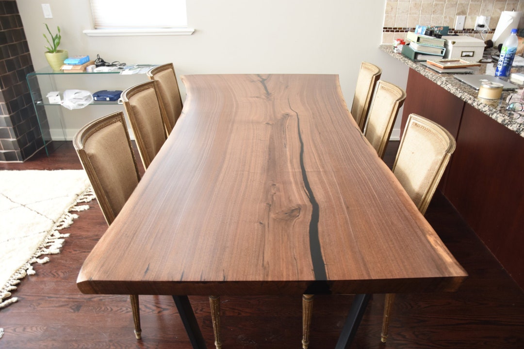 Black Walnut Live Edge Dining Table, Dining Table, Custom Kitchen Dining Table, Walnut Slab ...