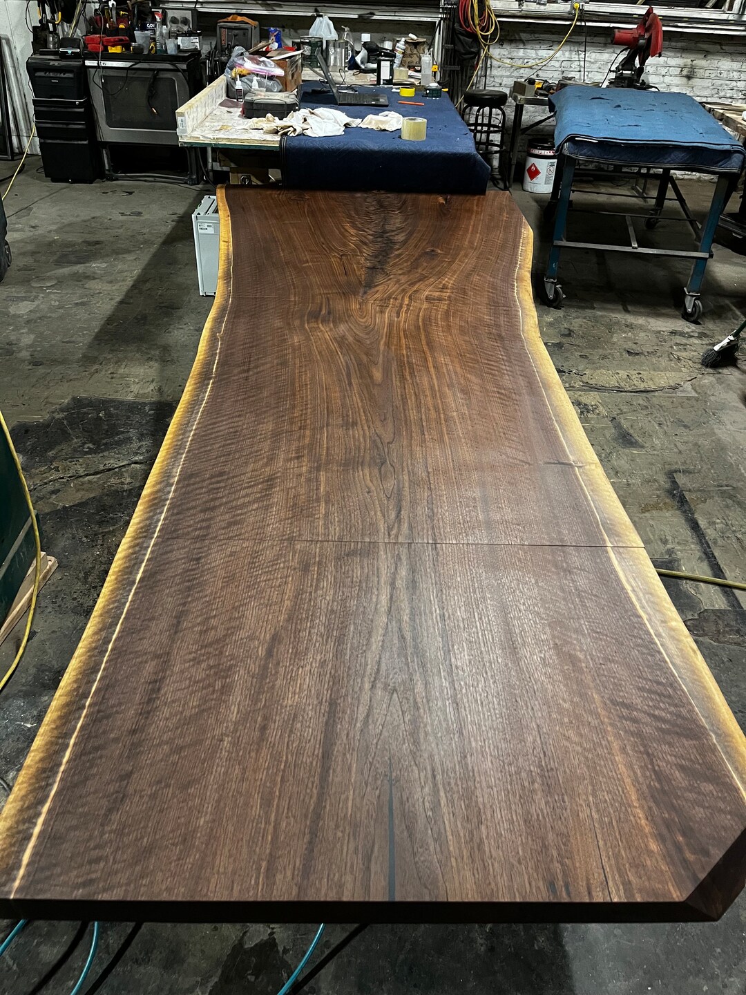 Single Slab Black Walnut Live Edge Dining Table With Extendable Leaves ...