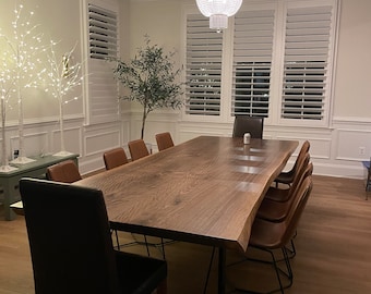 Handmade Black Walnut Live Edge Dining Table, Custom Kitchen Table