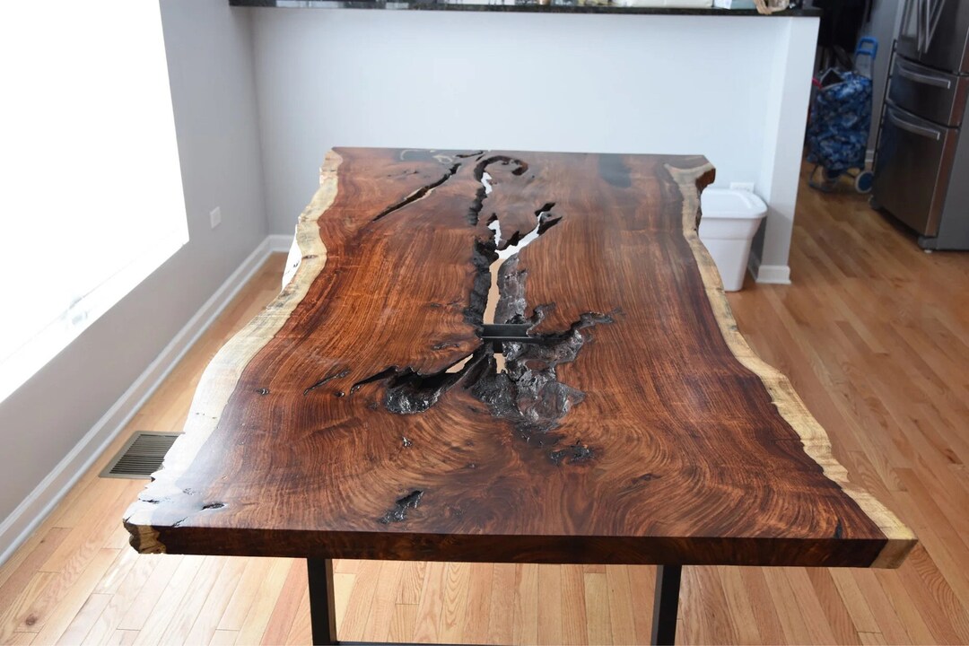 Buy Live Edge Dining Table Solid Rosewood Dalbergia Sissoo Online - Main Image