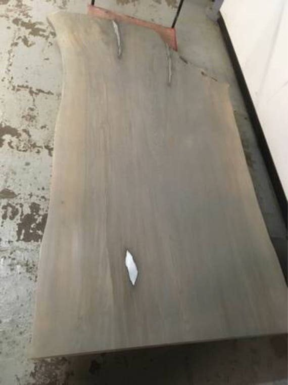 Single Slab Ash Live Edge Dining Table (voids Filled With Melted