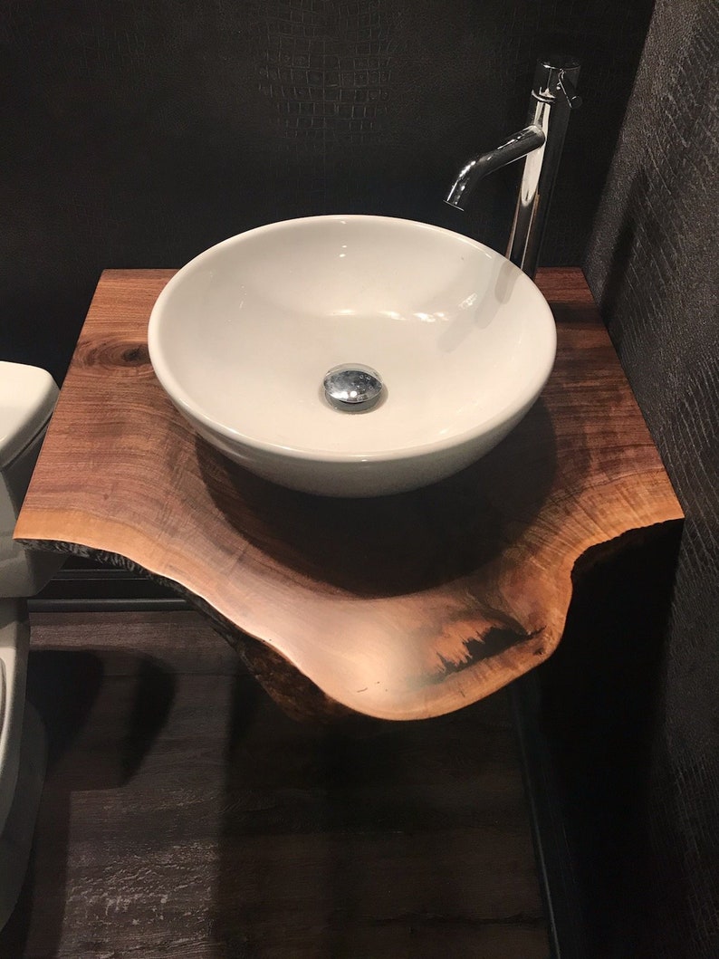 Live Edge Black Walnut Vanity Raw Edge Top Countertop Etsy