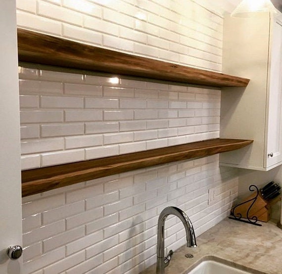 2 Thick Live Edge Walnut Floating Shelf Kitchen Shelf Book Shelf