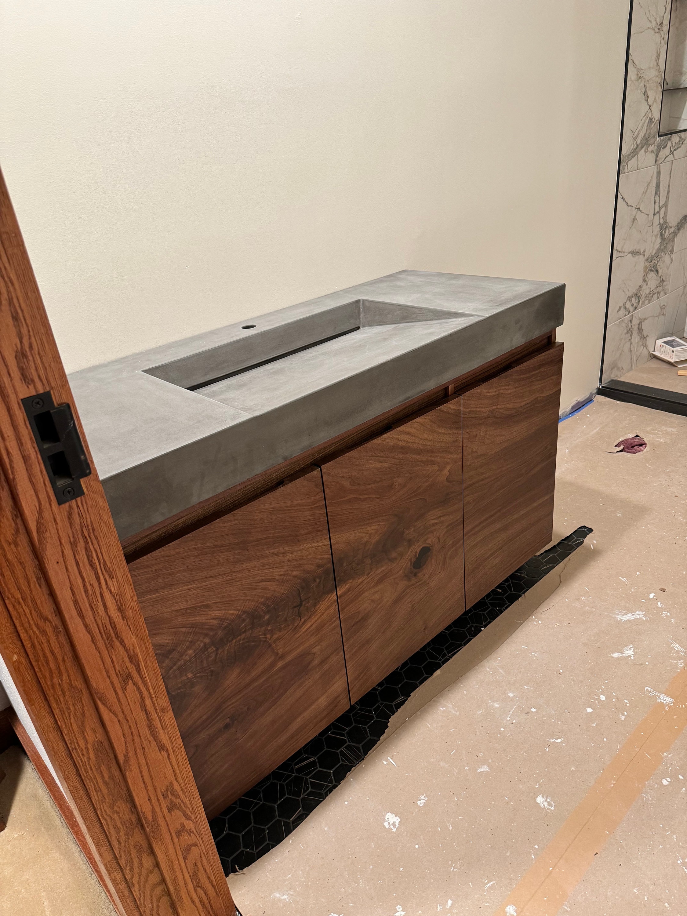 Custom Floating Walnut bathroom Vanity Cabinet Hand Made Soft Close Drawers Soft Close Doors | Do Not Buy!