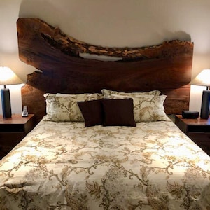 Live Edge Walnut Headboard with Night Stands