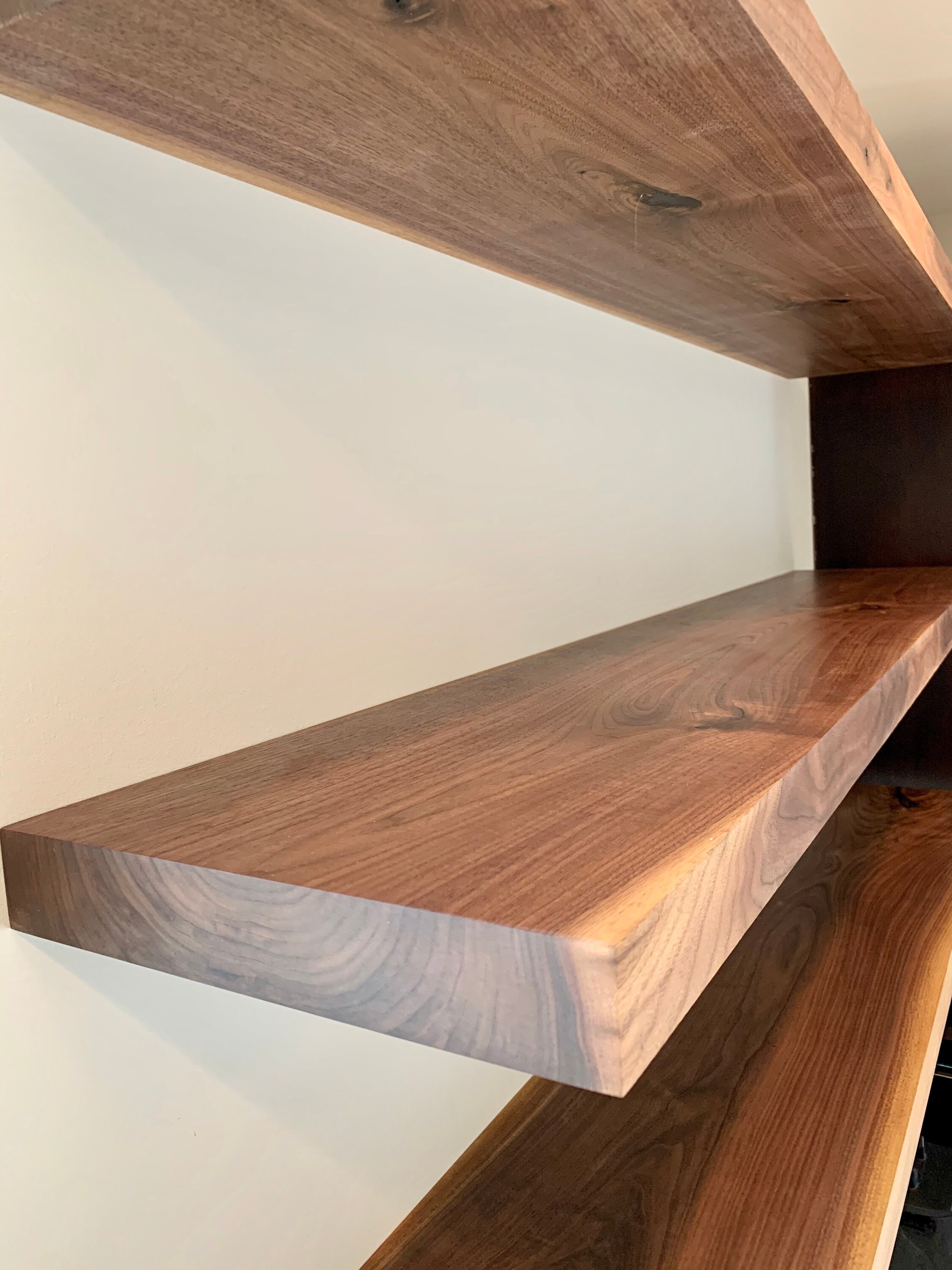 Walnut Floating Shelf Heavy Duty Single Piece Solid Walnut Hardware
