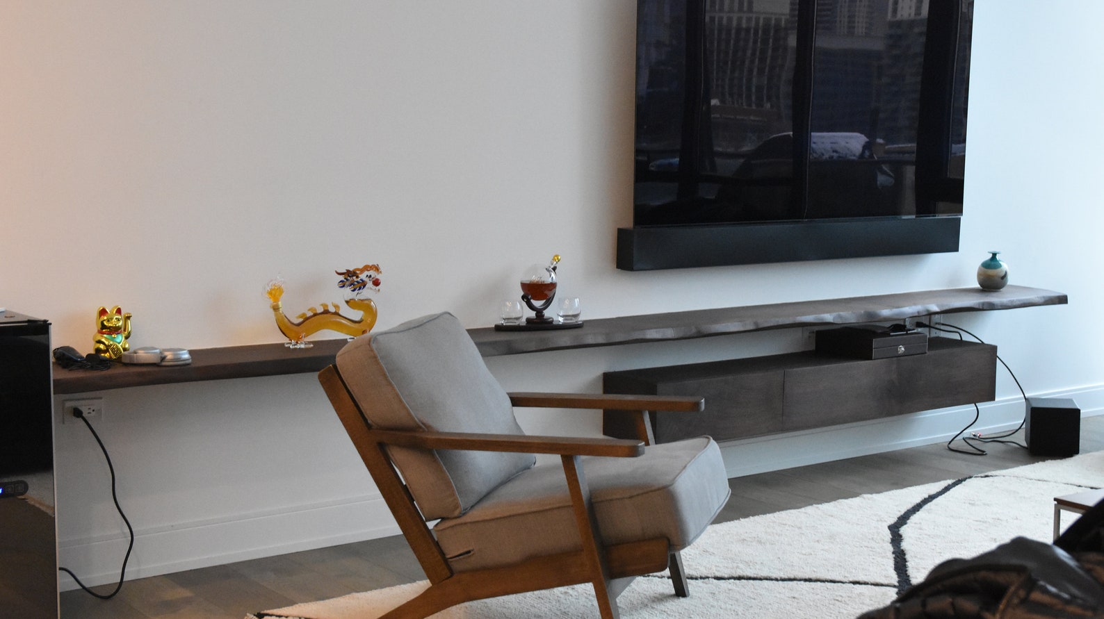 Live Edge Entertainment Center W/ Solid Black Walnut Etsy