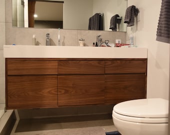 Floating Walnut Bathroom Vanity