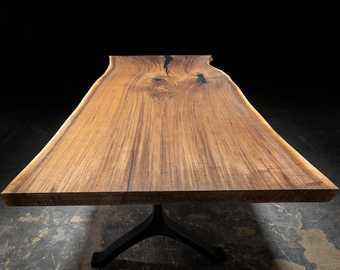 Featured listing image: Black Walnut Live Edge Dining Table, Dining Table, Custom Kitchen Dining Table, Walnut Slab, Live Edge Table, Walnut Dining Table