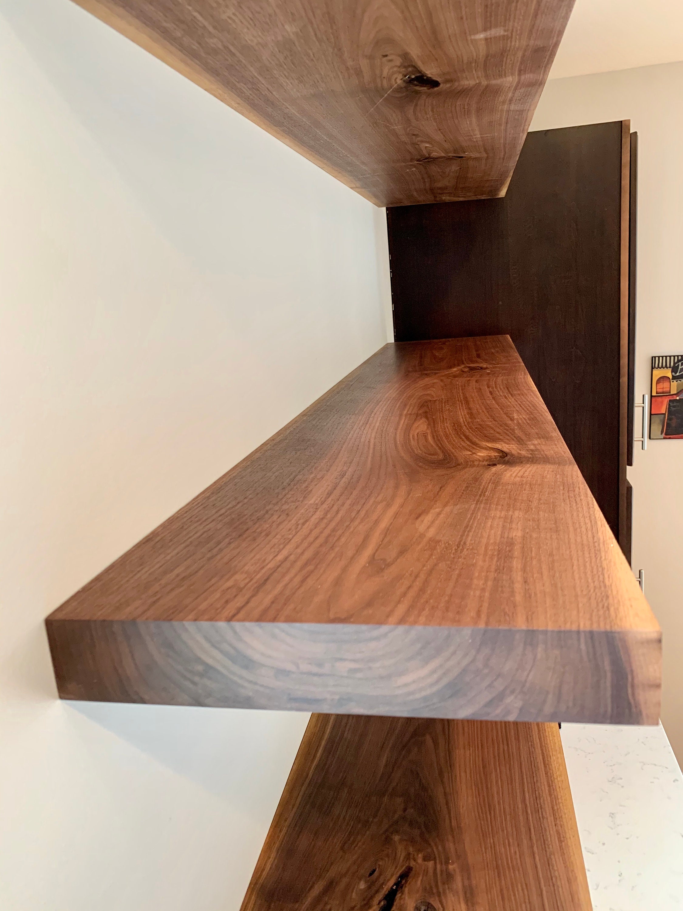 Walnut Floating Shelf Heavy Duty Single Piece Solid Walnut Hardware