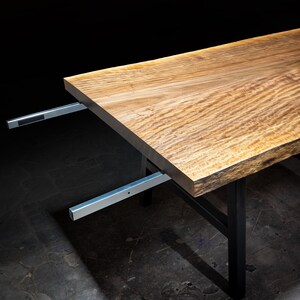 Live Edge Black Walnut Expandable extendable Dining Table, a true centerpiece for any dining space! Having the ability to increase or decrease the length of table as needed was a true game changer when it came to live edge tables.