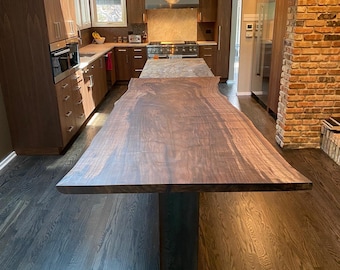 Claro Walnut Single Slab Island