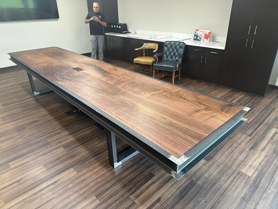 Industrial Steel and Wood Conference Table - Etsy