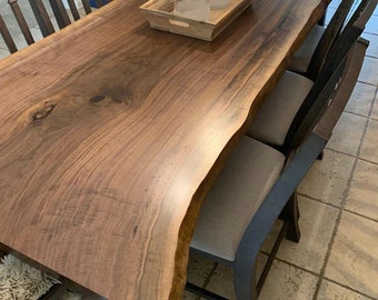 Single Slab Live Edge Black Walnut Dining Table