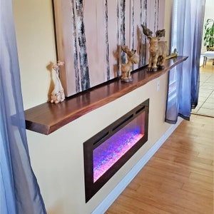 Floating Mantel, Live Edge Walnut Floating Mantel, Fireplace Floating Mantel, Book Shelf, Floating Bracket Included, FREE SHIPPING