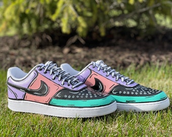 Custom Nike Vison Court Low&#39;s - Cartoon/Sketch